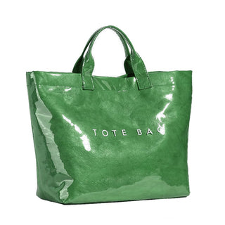 KAMEILONG Women's Large PVC Tote Bag Letters Print Handbags Paper Shoulder Bag Clear Shopping Hobo Bag