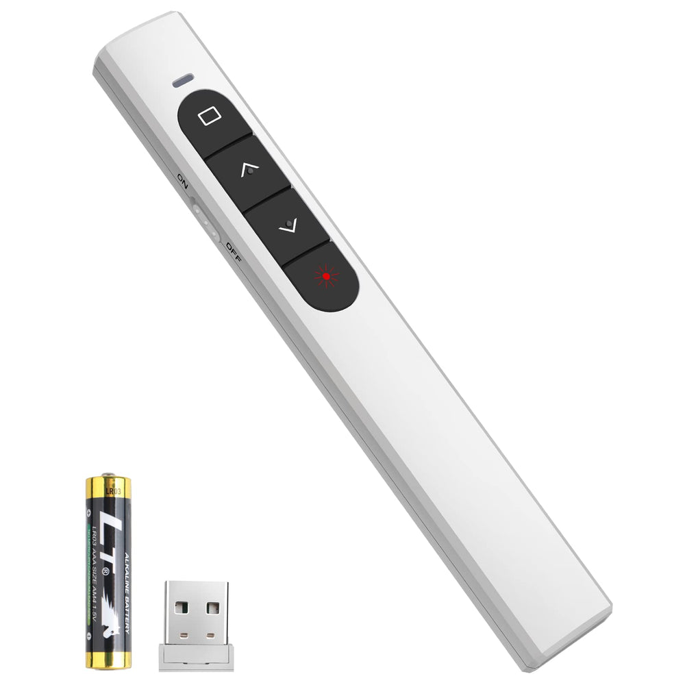 Wireless Presenter Remote, Presentation Clicker with Hyperlink & Volume Remote Control PowerPoint Office Presentation Clicker for Keynote/PPT/Mac/PC/Laptop(Battery Included)