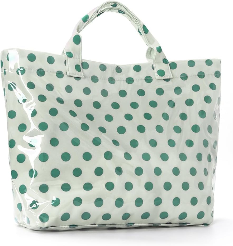 Lushandy PVC Tote Bag Women's Letters Print Hobo Handbag 14L Waterproof Plastic Tote Purse for Work, Beach, Shopping