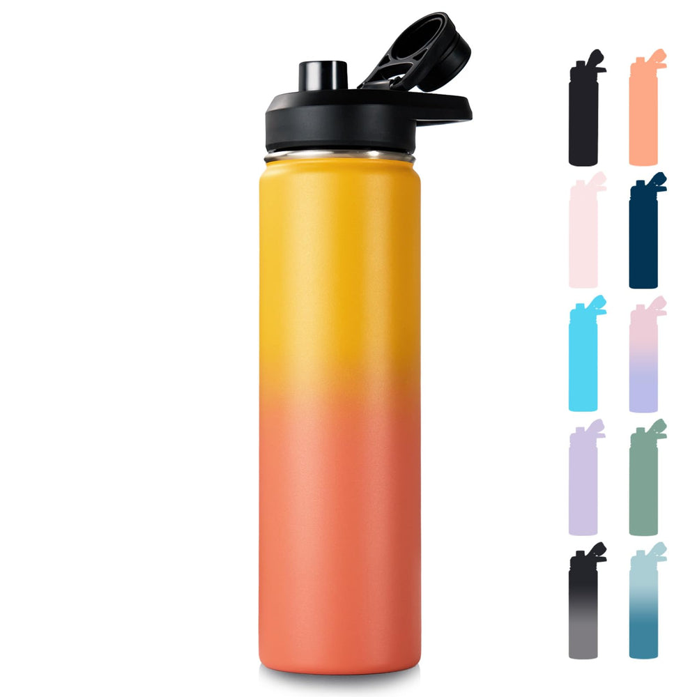 Fijinhom 18 oz Insulated Water Bottle with Handle, 304 Stainless Steel Water Bottles with Wide Mouth, Double Wall Vacuum Sports Water Bottle, BPA Free, Keep Cold and Hot, Pink