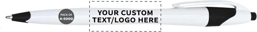 DISCOUNT PROMOS Personalized Ballpoint Pens Bulk Pack of 4-5,000 counts Black Ink, Slim & Curvy Design, Retractable, Ideal for Office, Corporate Merchandise, Tradeshows- Black