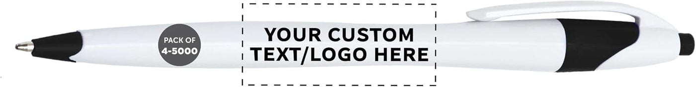 DISCOUNT PROMOS Personalized Ballpoint Pens Bulk Pack of 4-5,000 counts Black Ink, Slim & Curvy Design, Retractable, Ideal for Office, Corporate Merchandise, Tradeshows- Black