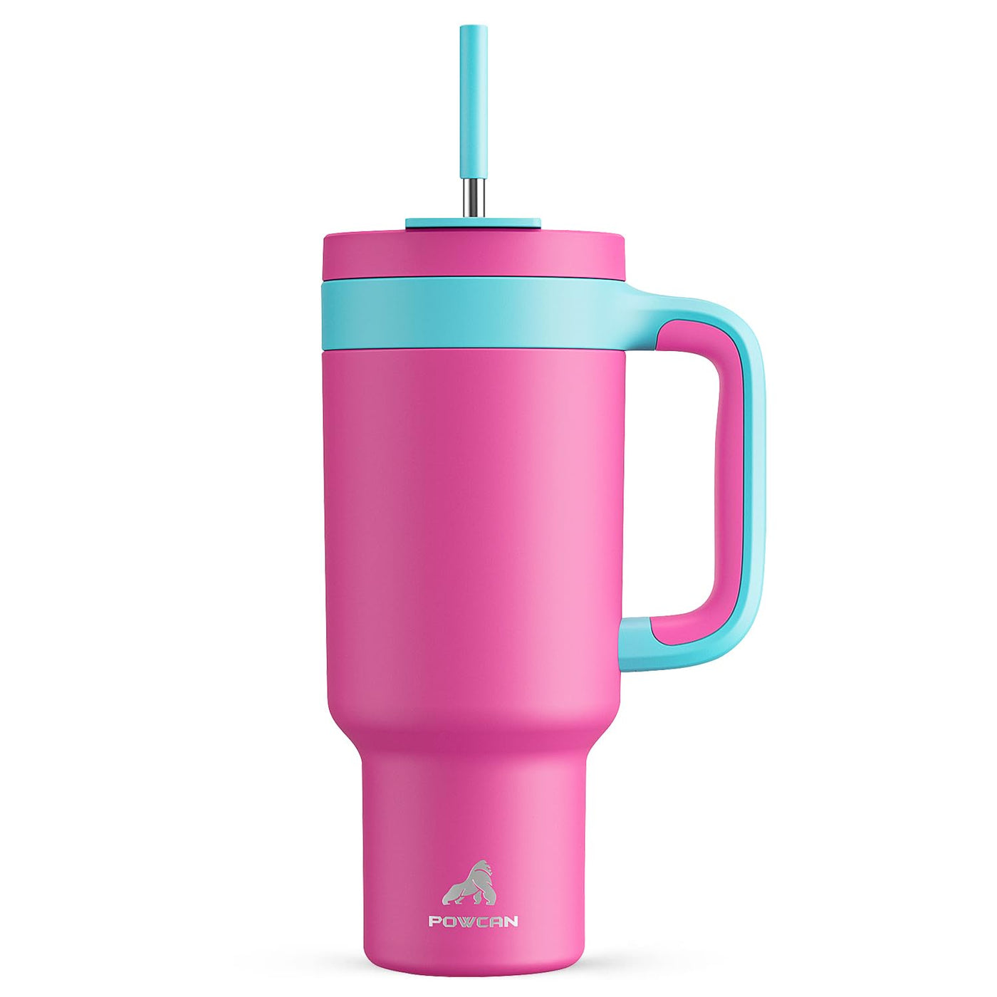 POWCAN 40 oz Tumbler with Handle, 2-in-1 Straw and Sip Lid, Leakproof, Dishwasher Safe, Insulated Stainless Steel Travel Coffee Mug, Keeps Cold for 34 Hours, Fits in Car Cup Holder (Midnight)