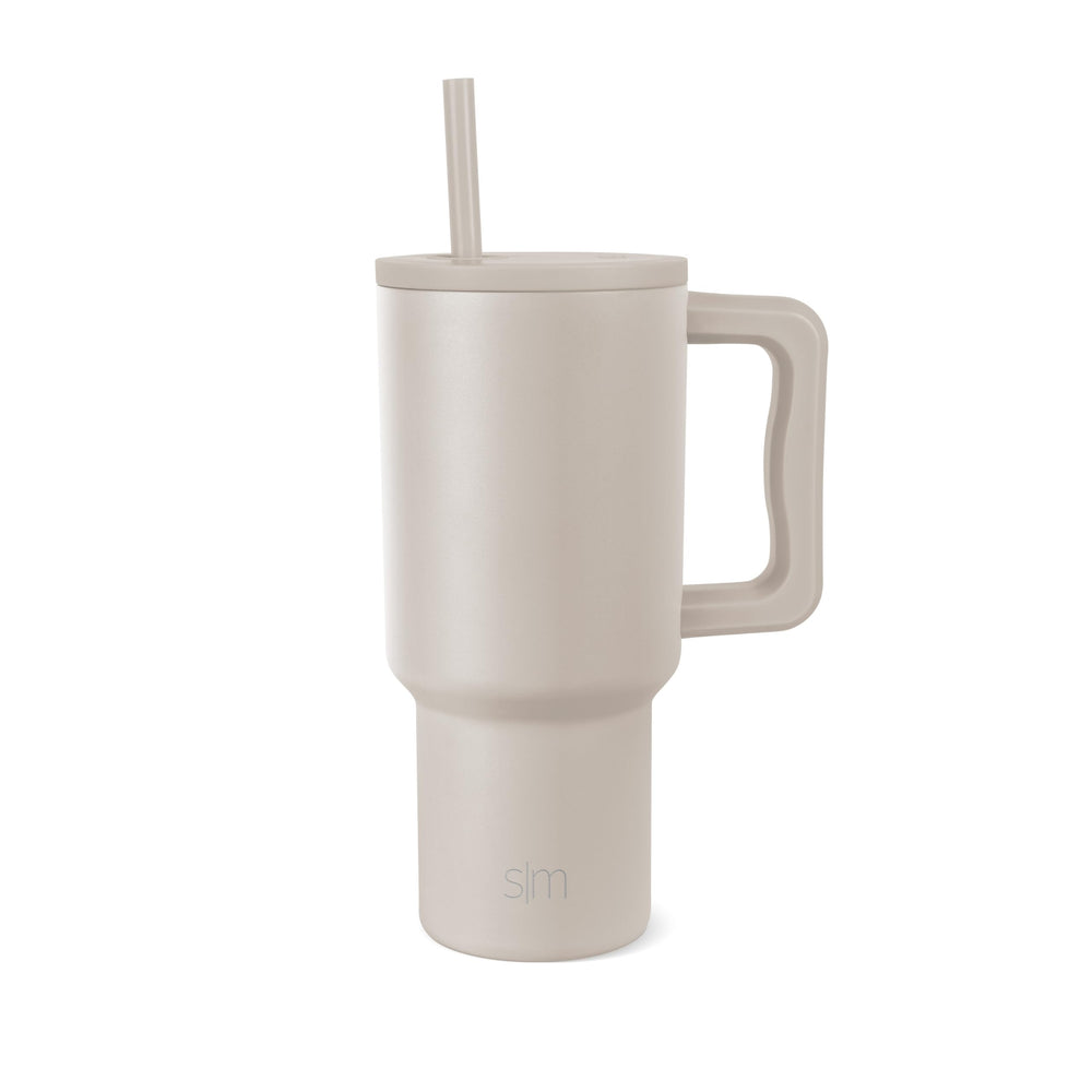 Simple Modern 40 oz Trek Tumbler with Handle and Straw Lid | Cup Holder Friendly Insulated Stainless Steel Travel Mug | Midnight Black