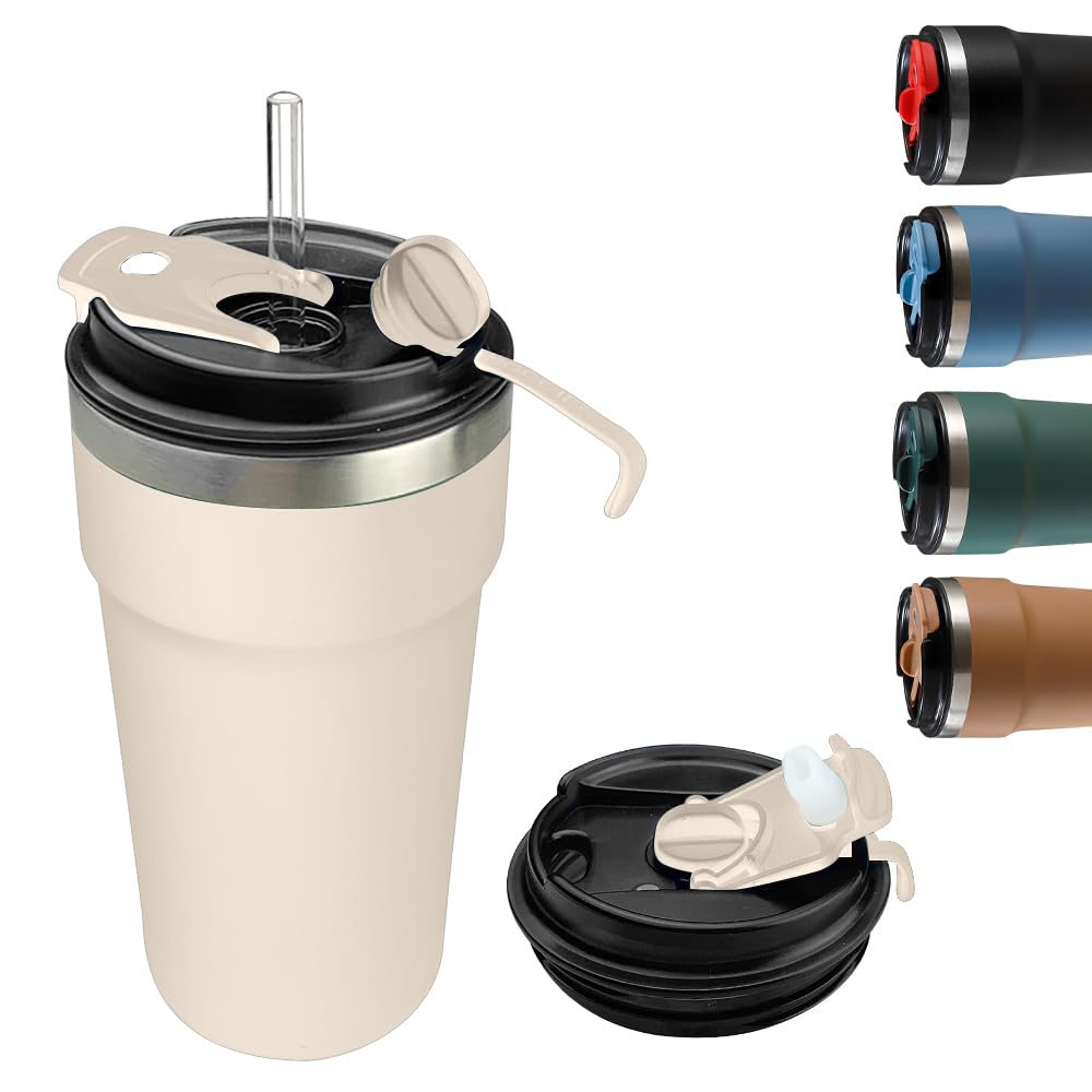 SPLMIFA Travel coffee mugs leak-proof, reusable coffee cups with lids, stainless steel vacuum insulated coffee tumblers, thermal insulation cups for men & women keep drinks hot & cold(2nd-Black, 12OZ)