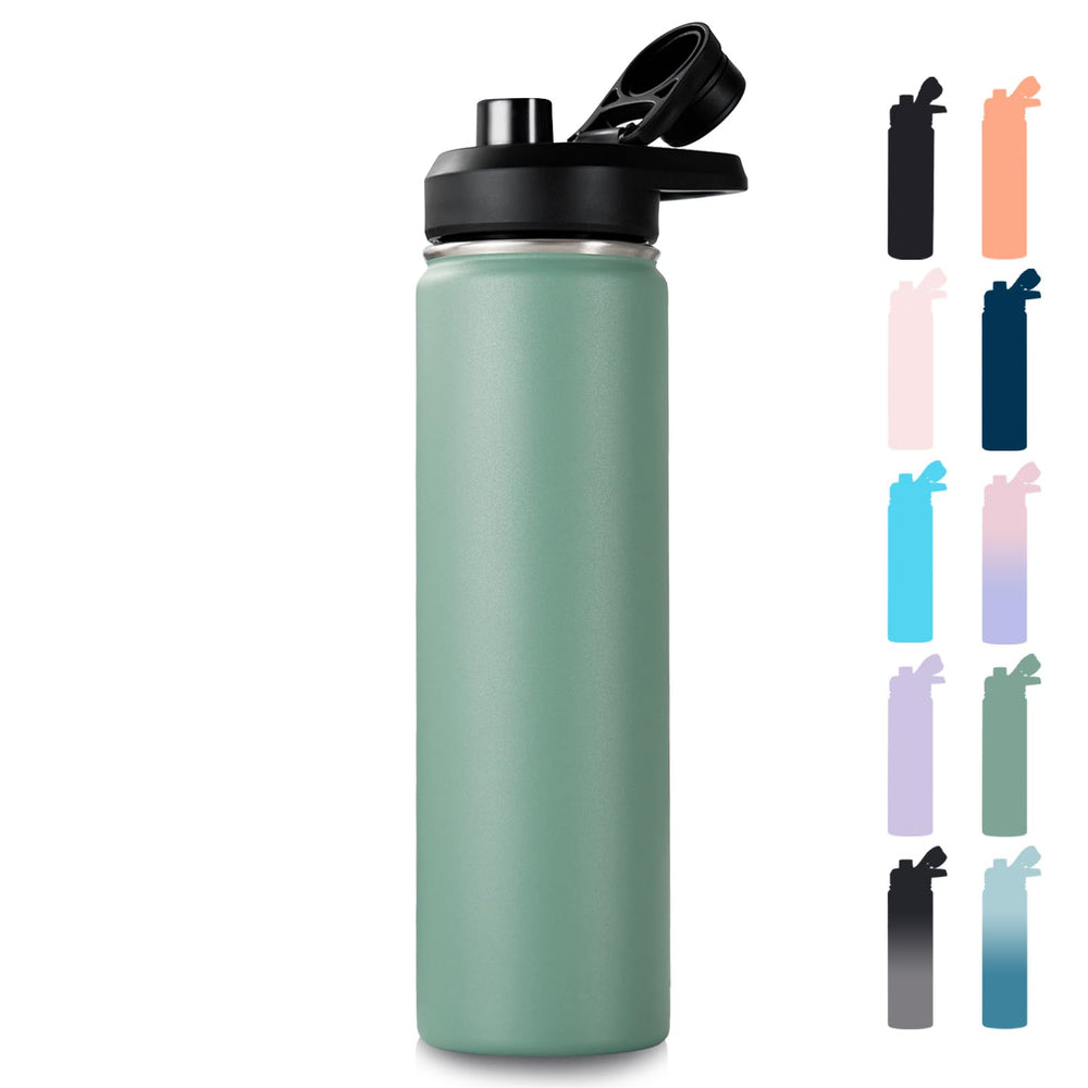 Fijinhom 18 oz Insulated Water Bottle with Handle, 304 Stainless Steel Water Bottles with Wide Mouth, Double Wall Vacuum Sports Water Bottle, BPA Free, Keep Cold and Hot, Pink