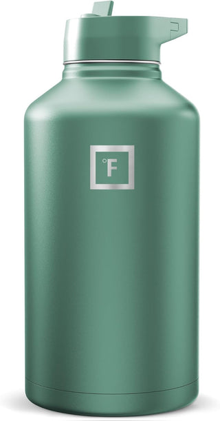 IRON °FLASK Camping & Hiking Hydration Flask with Straw, Wide Mouth Insulated Stainless Steel Sports Water Bottle - 40 oz Midnight Black