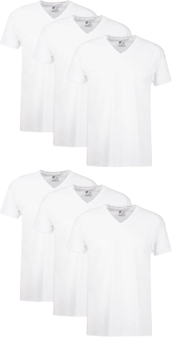 Hanes Men's Undershirts T-Shirt Pack, V-Neck Cotton Tees for Men, Moisture-Wicking, Odor Control, White Multi-Pack