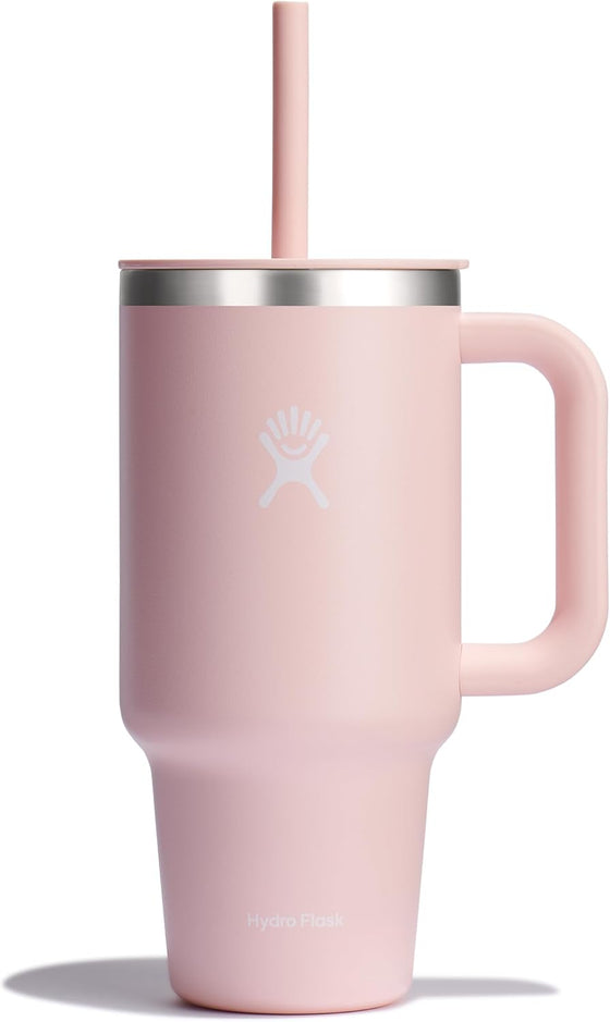 Hydro Flask Travel Tumbler with Handle, Lid and Straw - Insulated Stainless Steel in 32 Oz Trillium