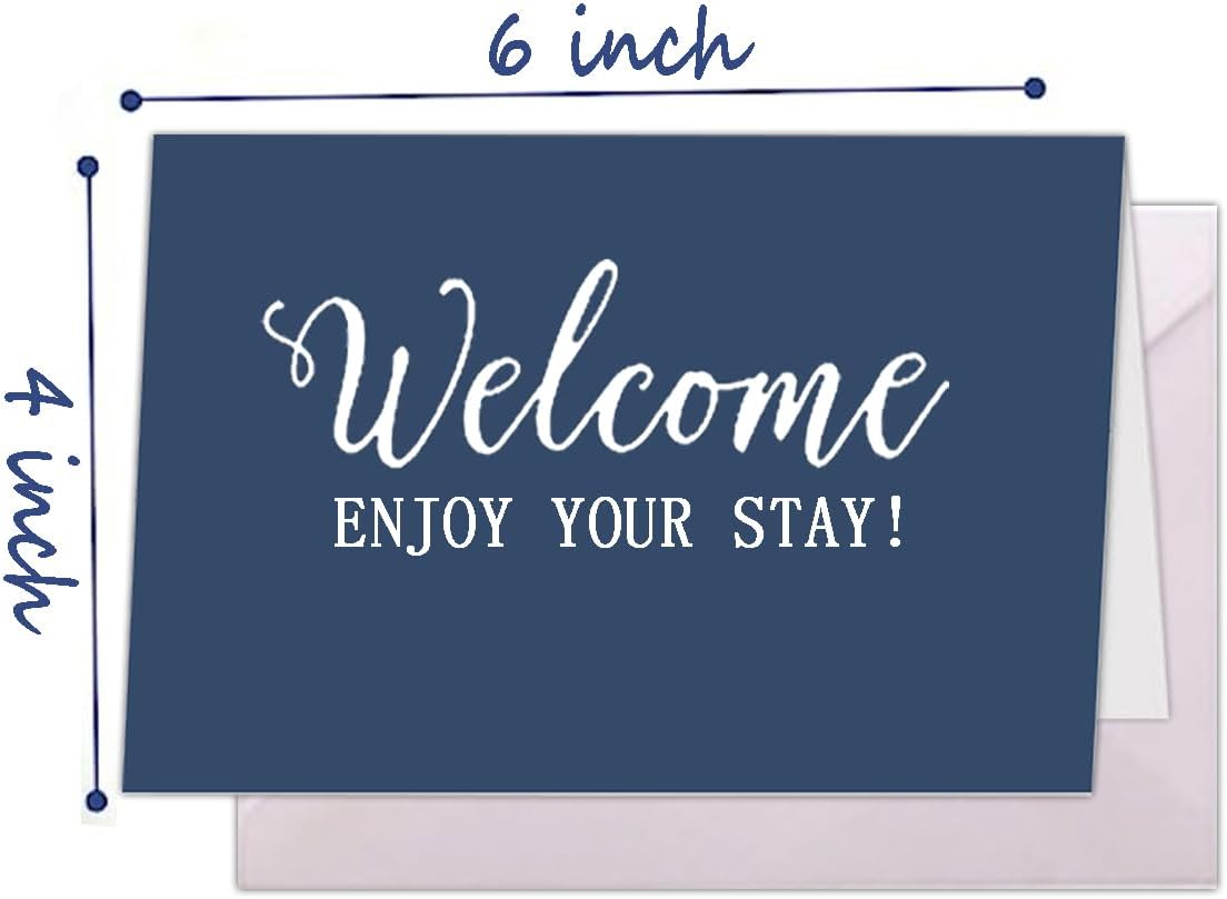 Besttile Hotel & Motel Greeting Cards,4x6 inch Welcome Enjoy Your Stay Welcome Guests Card with Envelope,20 Pcs Per Pack