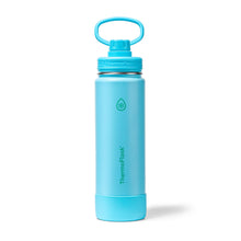 ThermoFlask Stainless Steel Water Bottles 2-Pack - Double-Wall Vacuum Insulated 24 oz BPA-Free Spout Lids - Keeps Drinks Cold 24 Hrs, Hot 12 Hrs - Leakproof, Dishwasher Safe, White/Coral
