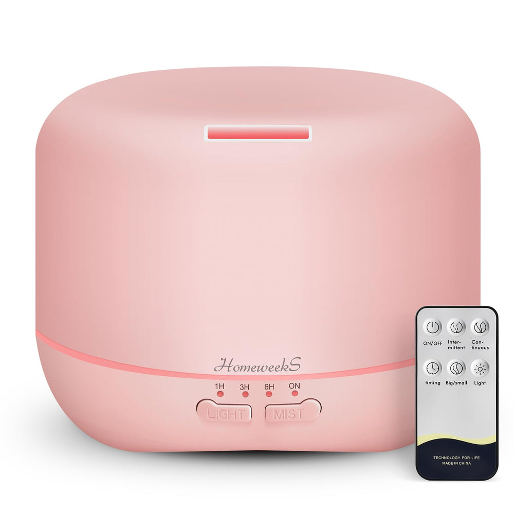 Homeweeks 300ml Essential Oil Diffuser, Quiet Aromatherapy Mist Diffusers for Essential Oils, Wood Grain, Ultrasonic, Remote Control, Timer, 7 Colors Light for Bedroom (300ml)