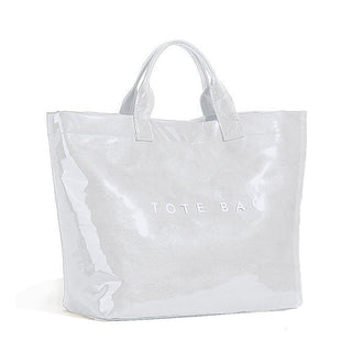 KAMEILONG Women's Large PVC Tote Bag Letters Print Handbags Paper Shoulder Bag Clear Shopping Hobo Bag