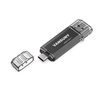 Vansuny 2 Pack 128GB USB C Flash Drive 2 in 1 OTG USB 3.0 + Tape C Memory Stick with Keychain Dual Type C Thumb Drive Photo Stick Jump Drive (Black and Silver)