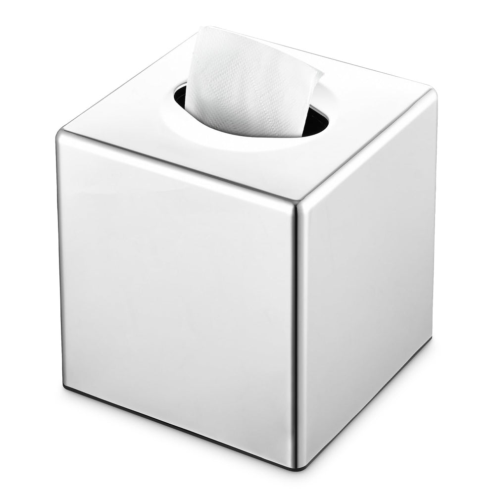 Y-in Hand Tissue Box Cover, Modern Decorative Square Facial Storage Tissue Box Holder, Home Accessories for Bathroom Vanity Countertops, Dressers, Night Stand, Parlors and Office - Matte Black
