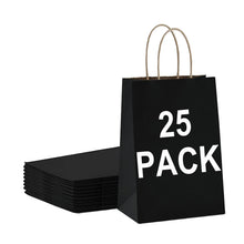 BAG BOX 25 Pack 5.9x3.1x8.25 Inch Brown Gift Bags with Handles,Bulk Kraft Paper Bags for Shopping, Retail, Merchandise, Wedding, Party Favors, Paper Grocery Sacks