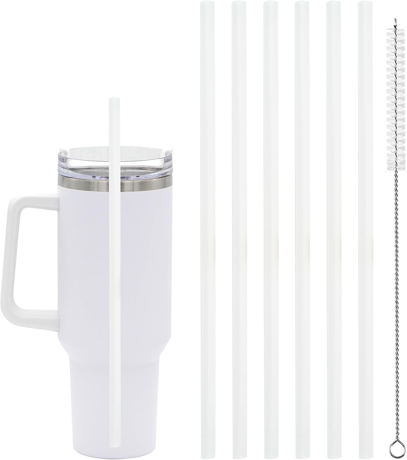 6 Pcs Replacement Straw for Stanley Adventure Quencher 40 oz 30 oz Cup Tumbler,Straws with Cleaning Brush for Stanley Accessories