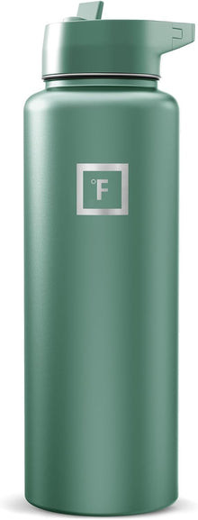 IRON °FLASK Camping & Hiking Hydration Flask with Straw, Wide Mouth Insulated Stainless Steel Sports Water Bottle - 40 oz Midnight Black