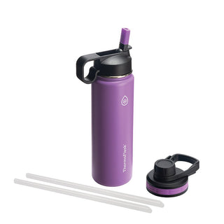 ThermoFlask 40 oz Double Wall Vacuum Insulated Stainless Steel Water Bottle - Reusable with Leakproof Chug & Straw Lids - Keeps Drinks Cold 24 hr/Hot 12 hr - Easy Maintenance - Gym/On-the-Go, Cobalt