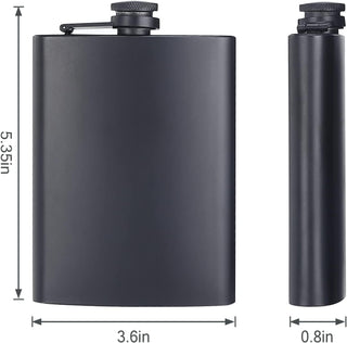 ROMORC 2 Pack Hip Flasks for Liquor Matte Black 8 Oz Stainless Steel Leak-proof Thin Flasks with 2pcs Funnels and Cups for Wedding Party, Groomsman, Bridesmaid, Gift (Black)
