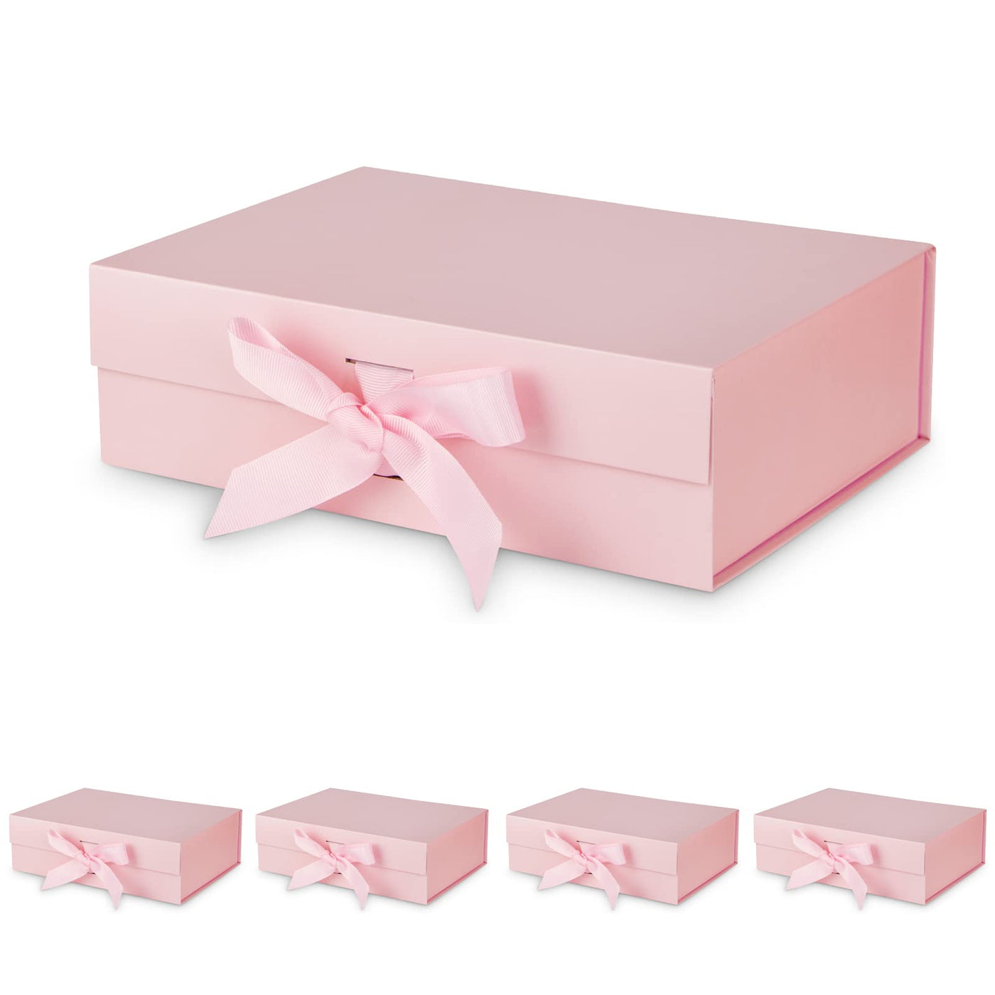 DaiJoob Gift Box with Lid for Presents 10.5x7.5x3.1 Inches with Ribbon and Magnetic Closure(1-Pack) (Black)