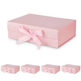 DaiJoob Gift Box with Lid for Presents 10.5x7.5x3.1 Inches with Ribbon and Magnetic Closure(1-Pack) (Black)