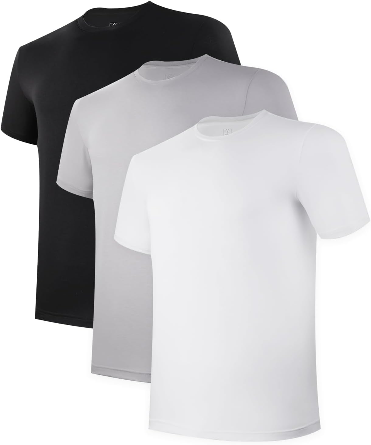 BAMBOO COOL Mens Undershirts Pack, Soft T Shirts for Men, Moisture Wicking Tees, Stretchy Breathable Crew Neck Inner Shirt