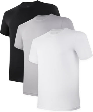 BAMBOO COOL Mens Undershirts Pack, Soft T Shirts for Men, Moisture Wicking Tees, Stretchy Breathable Crew Neck Inner Shirt