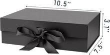 DaiJoob Gift Box with Lid for Presents 10.5x7.5x3.1 Inches with Ribbon and Magnetic Closure(1-Pack) (Black)