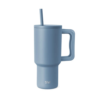 Simple Modern 40 oz Trek Tumbler with Handle and Straw Lid | Cup Holder Friendly Insulated Stainless Steel Travel Mug | Midnight Black