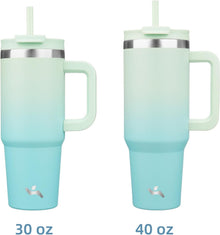Konokyo 40 oz Tumbler with Handle and 2 Straws,2 in 1 Lid Insulated Water Bottle Stainless Steel Travel Coffee Mug,Mint