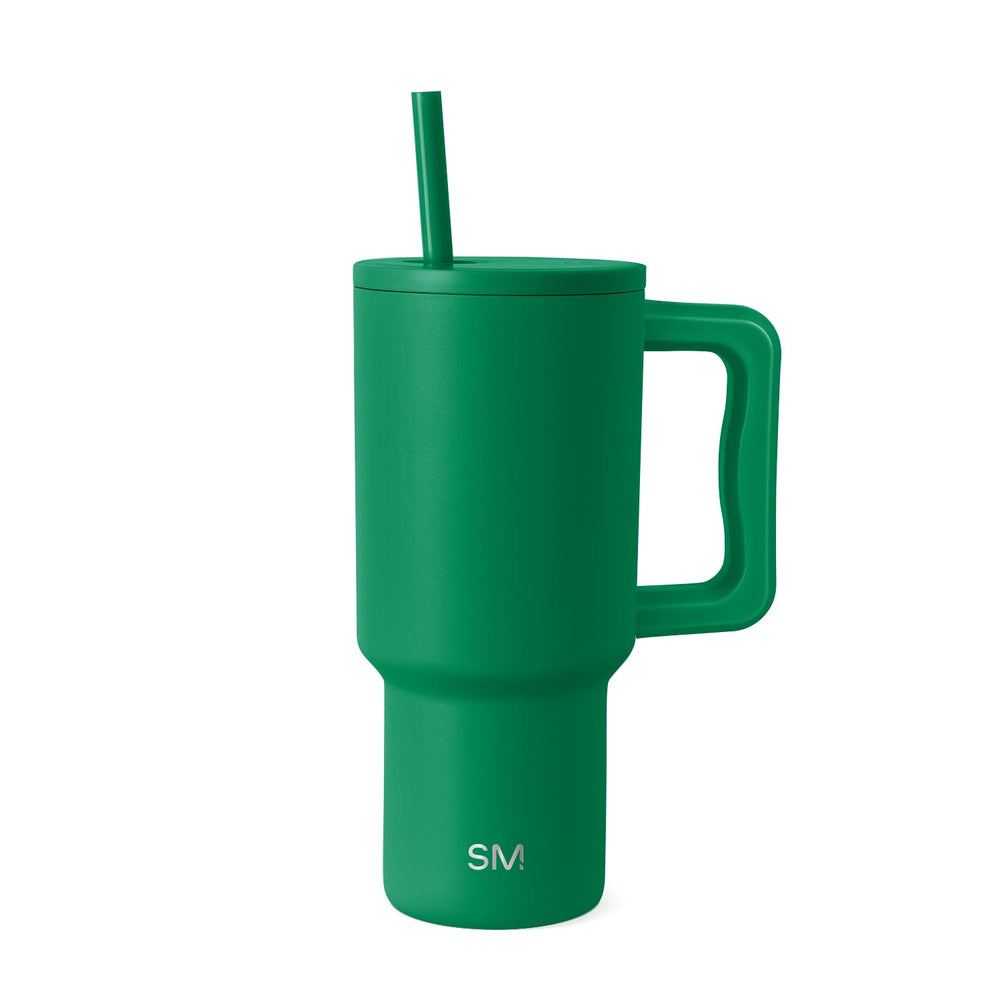Simple Modern 40 oz Trek Tumbler with Handle and Straw Lid | Cup Holder Friendly Insulated Stainless Steel Travel Mug | Midnight Black