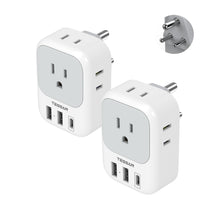 TESSAN 2 Pack European Travel Plug Adapter, Europe Power Converter 4 Outlets 3 USB(1 USB C PD 20W), Type C International Adaptor to Italy Spain France Portugal Iceland Germany, EU Travel Essentials