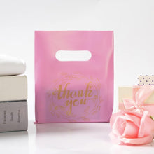 Wishop 100 Pieces Pink Thank You Merchandise Bags Party Gift Bags Candy Bags for Boutique, Retail, Gift Bags, Clothes, Party Favors (Pink/Gold, 6.3x7.9 Inches)