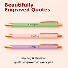 3 pcs Inspirational Pens - Nice Cute Fancy Pen Set Gifts for Women Teacher Coworkers Appreciation Office Supplies Black Ink