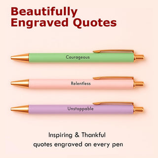 3 pcs Inspirational Pens - Nice Cute Fancy Pen Set Gifts for Women Teacher Coworkers Appreciation Office Supplies Black Ink