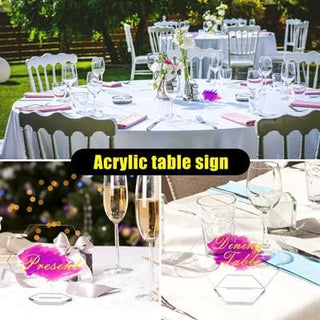 20 Sets 4.5" Hexagon Acrylic Sign Table With Stand Blanks Acrylic Table Numbers for Wedding Party and Food & Beverage Center Decor