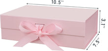 DaiUni 10.5"X7.5"X3.1" Pink Magnetic Gift Box with Lid and Ribbon for Presents