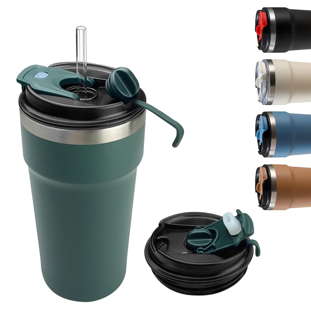 SPLMIFA Travel coffee mugs leak-proof, reusable coffee cups with lids, stainless steel vacuum insulated coffee tumblers, thermal insulation cups for men & women keep drinks hot & cold(2nd-Black, 12OZ)