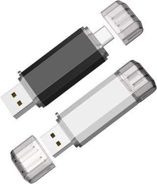 Vansuny 2 Pack 128GB USB C Flash Drive 2 in 1 OTG USB 3.0 + Tape C Memory Stick with Keychain Dual Type C Thumb Drive Photo Stick Jump Drive (Black and Silver)