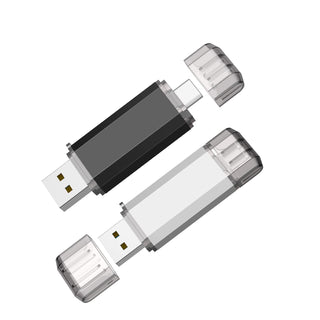 Vansuny 2 Pack 128GB USB C Flash Drive 2 in 1 OTG USB 3.0 + Tape C Memory Stick with Keychain Dual Type C Thumb Drive Photo Stick Jump Drive (Black and Silver)