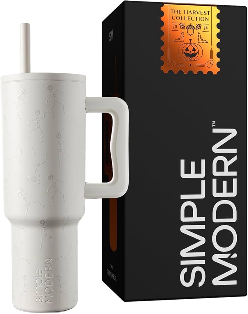 Simple Modern 40 oz Trek Tumbler with Handle and Straw Lid | Cup Holder Friendly Insulated Stainless Steel Travel Mug | Midnight Black