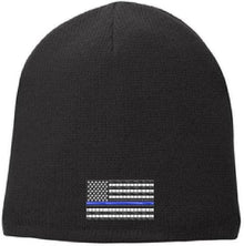 Yellow Dog Thin Blue Line Subdued American Flag Skull Cap Beanie