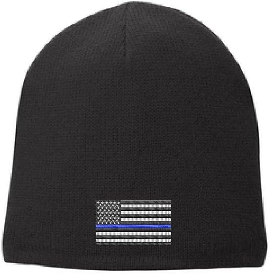 Yellow Dog Thin Blue Line Subdued American Flag Skull Cap Beanie