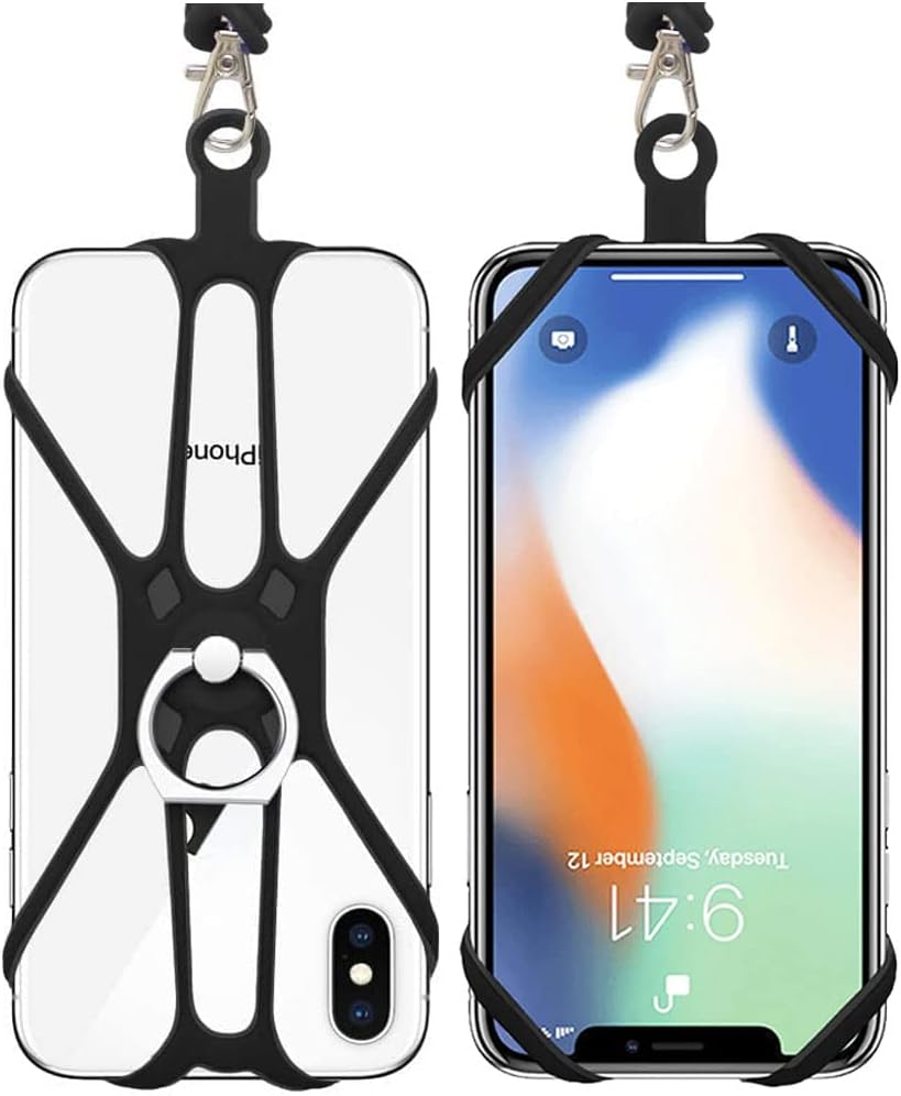 Kinizuxi 2 Pcs Cell Phone Lanyard Crossbody with Adjustable Neck Strap and Phone Ring Grip,Universal Smartphone Lanyard for iPhone Lanyards for Around the Neck Compatible with Most Smartphones