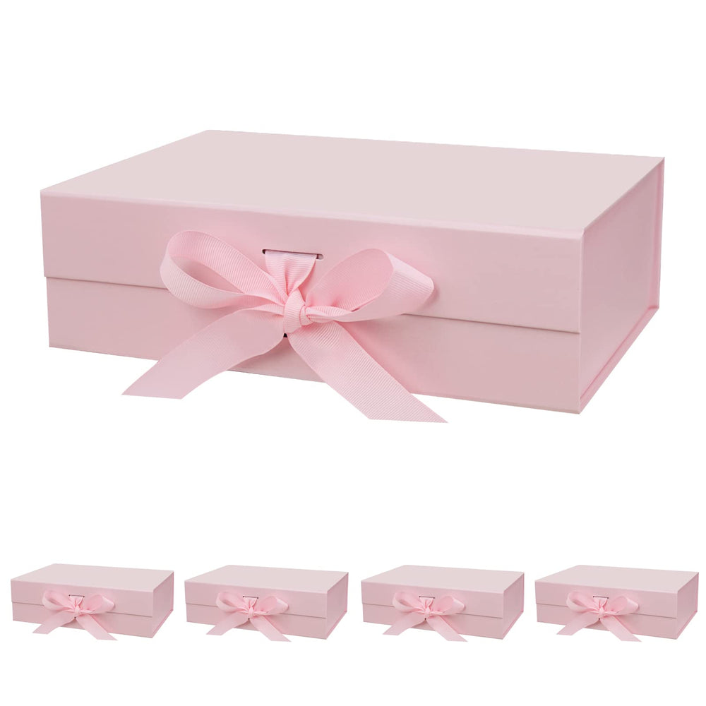 DaiUni 10.5"X7.5"X3.1" Pink Magnetic Gift Box with Lid and Ribbon for Presents