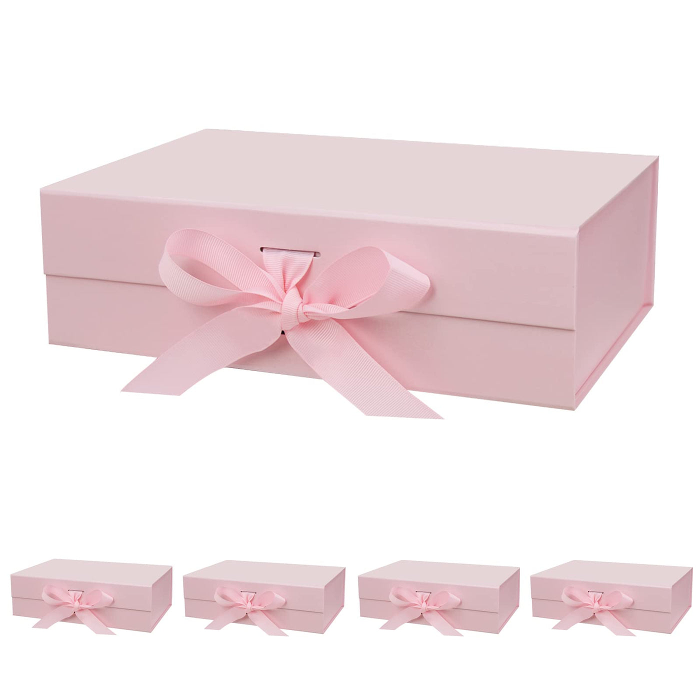 DaiUni 10.5"X7.5"X3.1" Pink Magnetic Gift Box with Lid and Ribbon for Presents