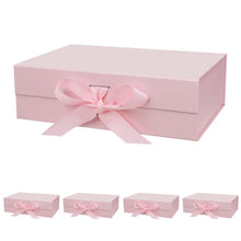DaiUni 10.5"X7.5"X3.1" Pink Magnetic Gift Box with Lid and Ribbon for Presents