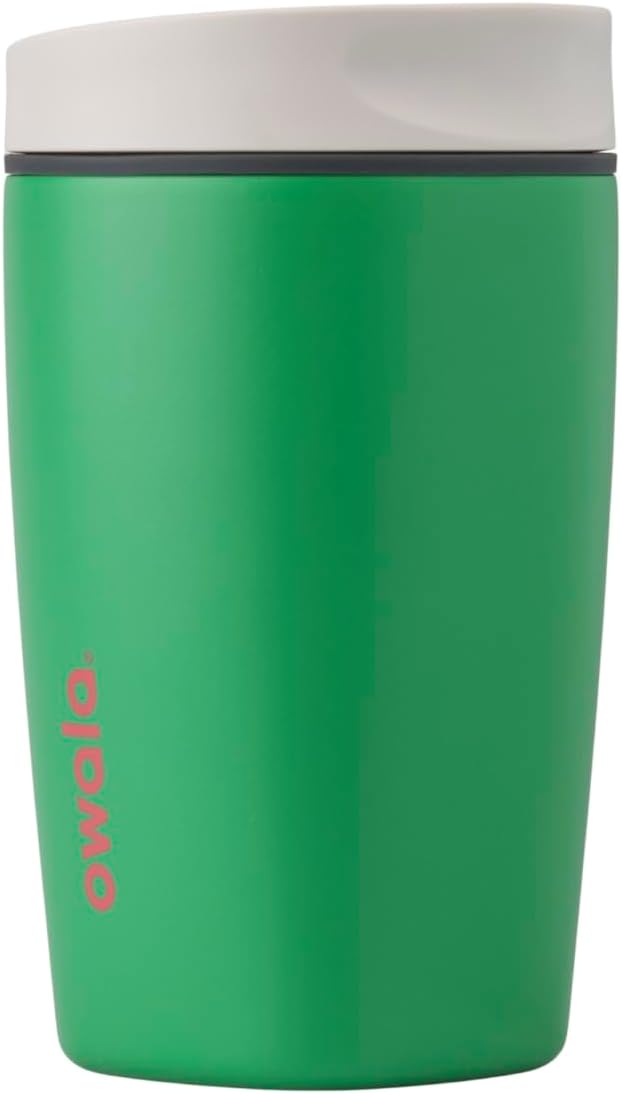 Owala SmoothSip Slider Insulated Stainless Steel Coffee Tumbler, Reusable Iced Coffee Cup, Hot Coffee Travel Mug, BPA Free 20 oz, Vanilla Bean