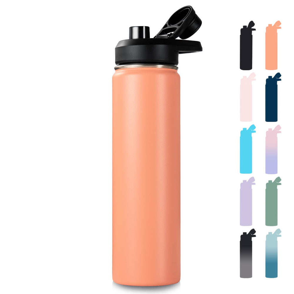 Fijinhom 18 oz Insulated Water Bottle with Handle, 304 Stainless Steel Water Bottles with Wide Mouth, Double Wall Vacuum Sports Water Bottle, BPA Free, Keep Cold and Hot, Pink